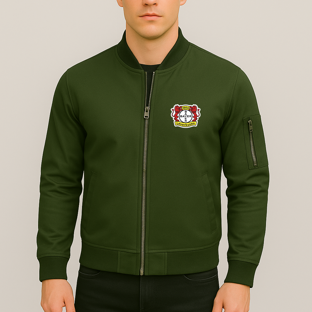 Men's Bayer Leverkusen FC Lightweight Bomber Jacket Windbreaker Softshell Varsity Jacket Coat