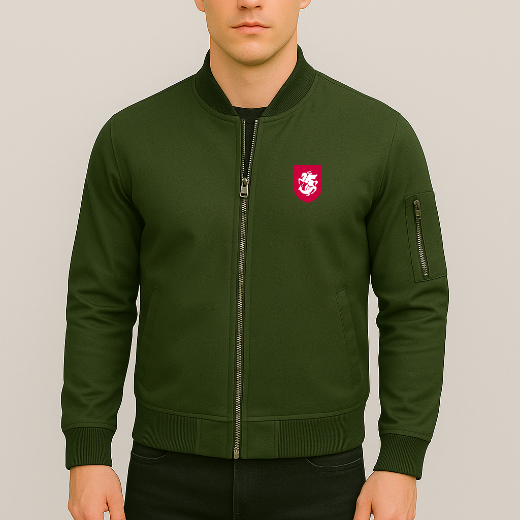 Men's Georgia National Soccer Team Lightweight Bomber Jacket Windbreaker Softshell Varsity Jacket Coat
