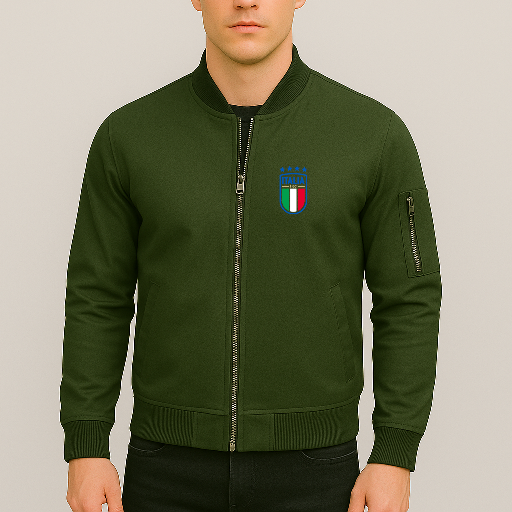 Men's Italy National Soccer Team Lightweight Bomber Jacket Windbreaker Softshell Varsity Jacket Coat