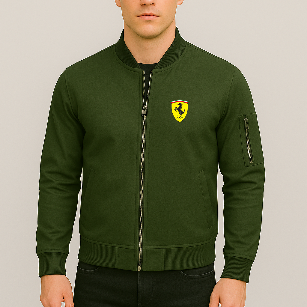 Men’s Ferrari Motorsport Car Lightweight Bomber Jacket Windbreaker Softshell Varsity Jacket Coat