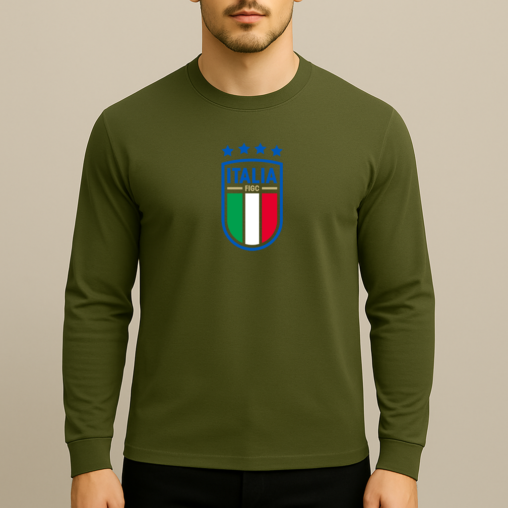 Men's Italy National Soccer Team Long Sleeve T-Shirt