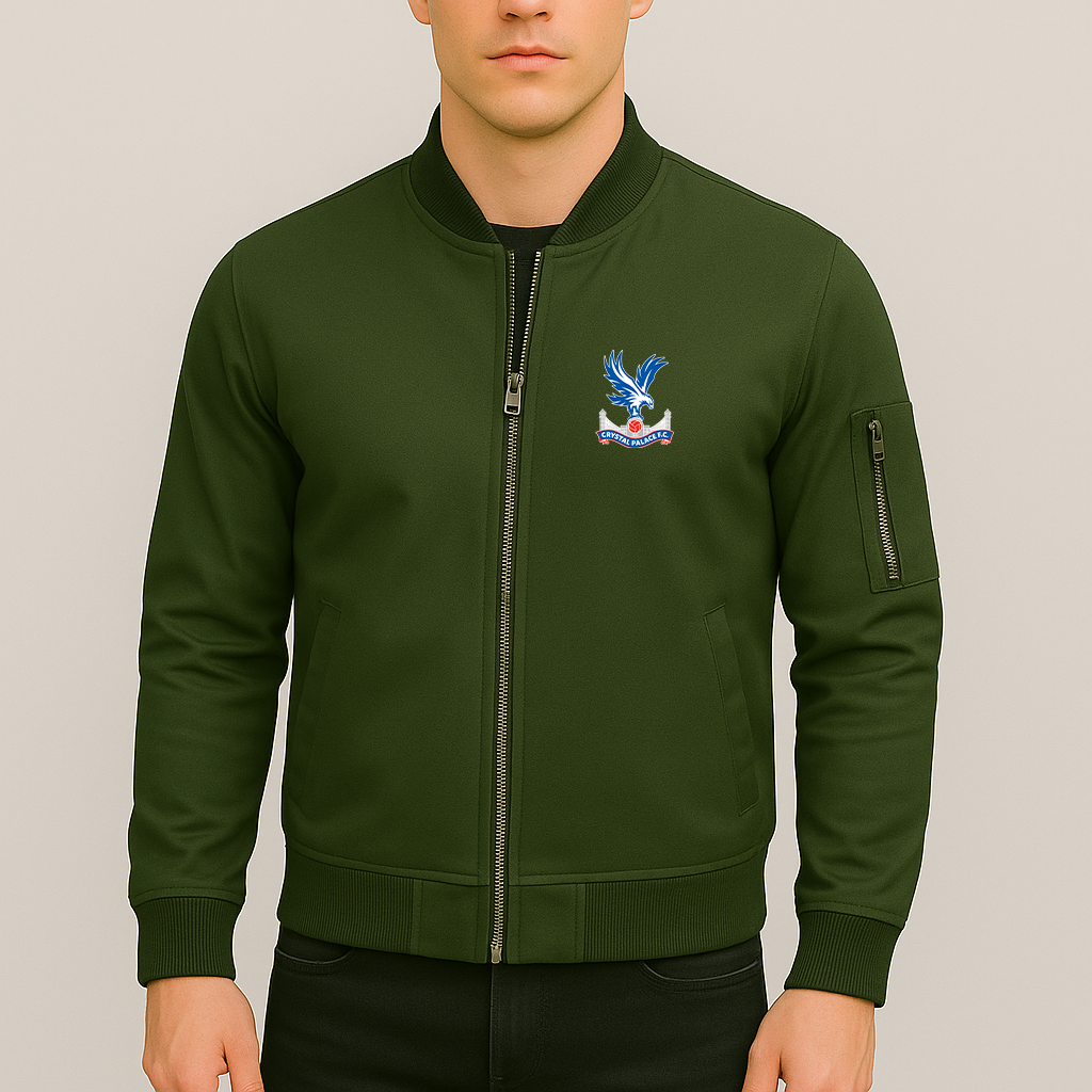Men's Crystal Palace F.C Lightweight Bomber Jacket Windbreaker Softshell Varsity Jacket Coat