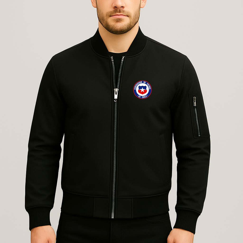 Men's Chile National Soccer Team Lightweight Bomber Jacket Windbreaker Softshell Varsity Jacket Coat