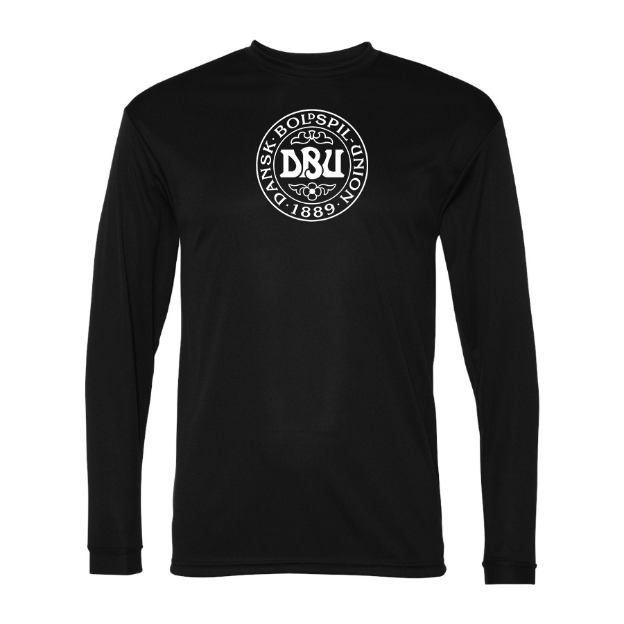 Men’s Denmark Soccer (Black) (White) - C2 Sport - Performance Long Sleeve T-Shirt - 5104