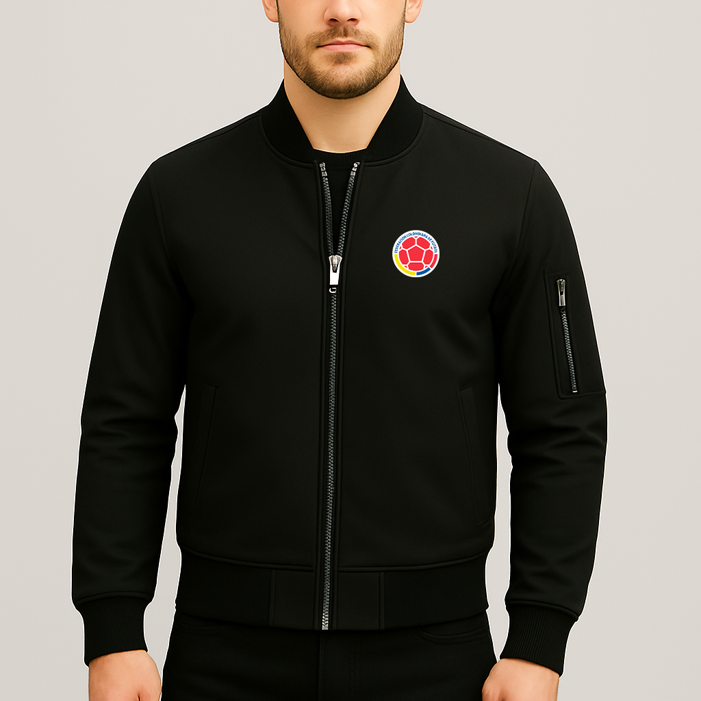 Men's Colombia National Soccer Team Lightweight Bomber Jacket Windbreaker Softshell Varsity Jacket Coat