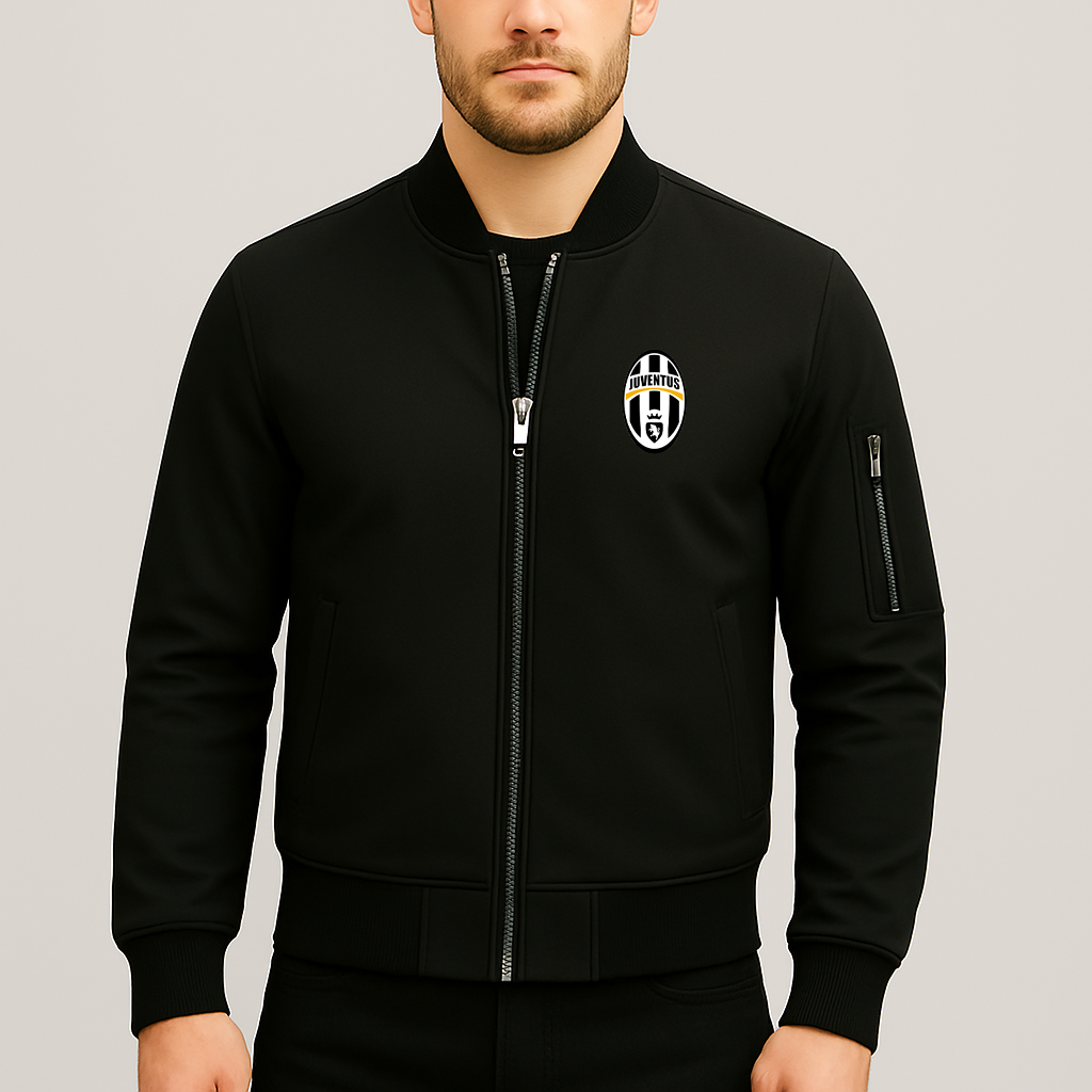 Men's Juventus Football Club Classic Lightweight Bomber Jacket Windbreaker Softshell Varsity Jacket Coat