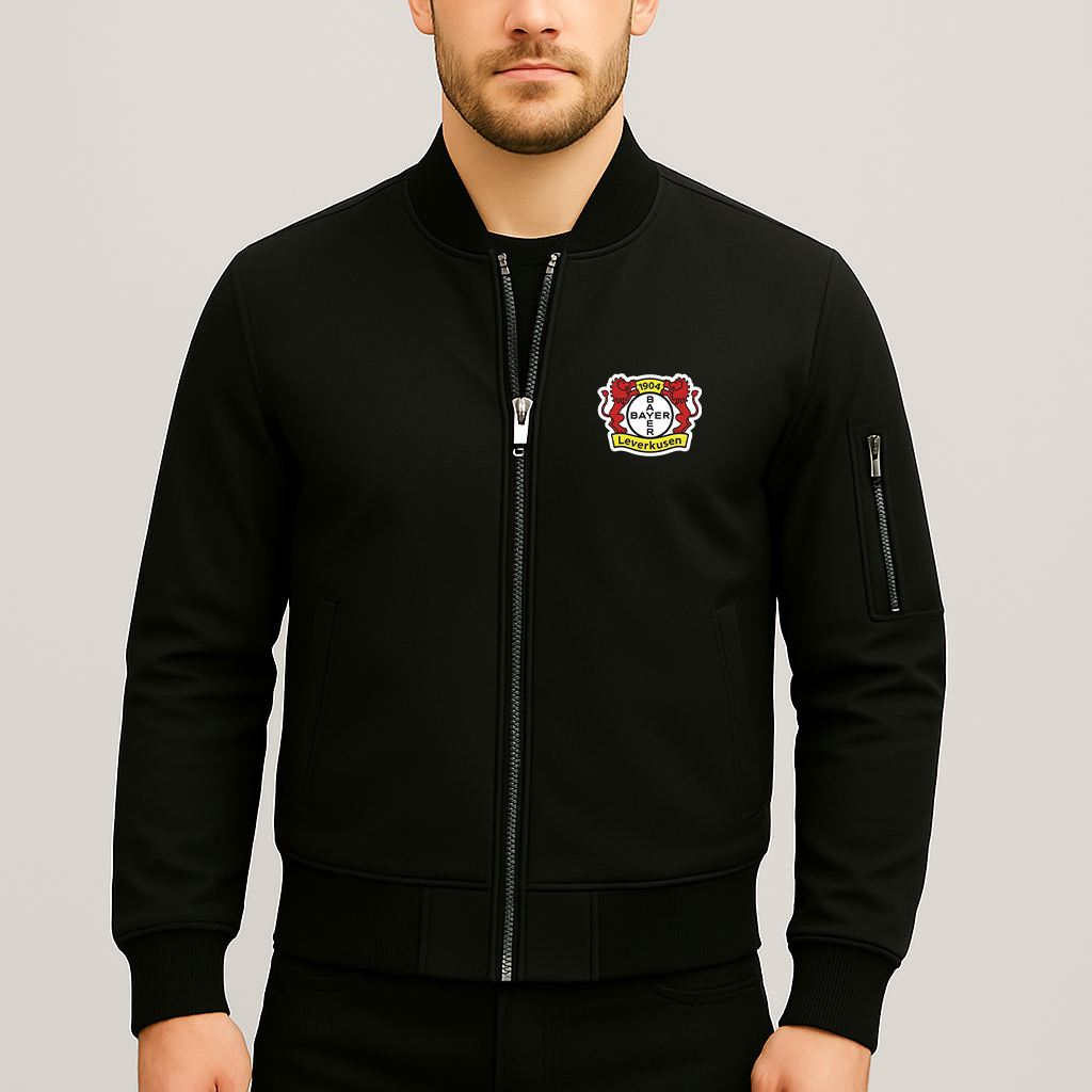 Men's Bayer Leverkusen FC Lightweight Bomber Jacket Windbreaker Softshell Varsity Jacket Coat