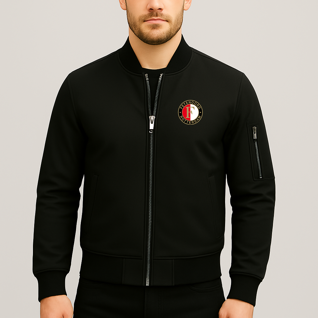 Men's Feyenoord FC Lightweight Bomber Jacket Windbreaker Softshell Varsity Jacket Coat