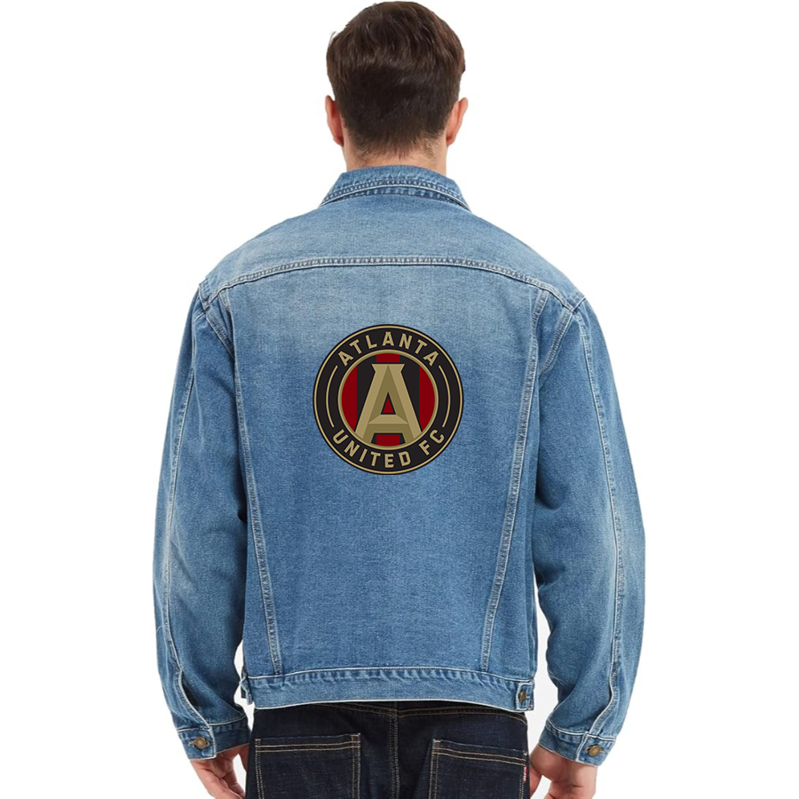 Men’s Atlana United FC - Vintage Distressed Denim Jacket – Stylish Casual Jean Outerwear