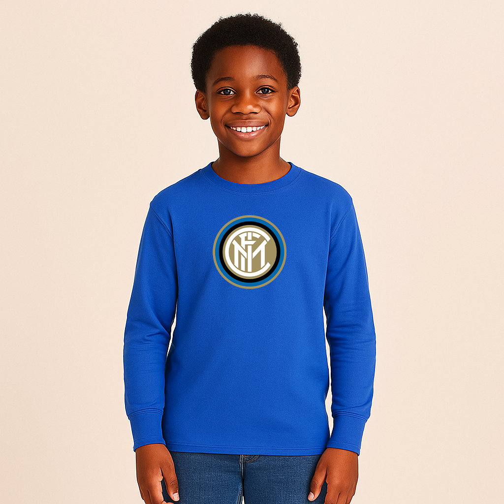 Youth Kids Inter Milan Soccer Long Sleeve T-Shirt