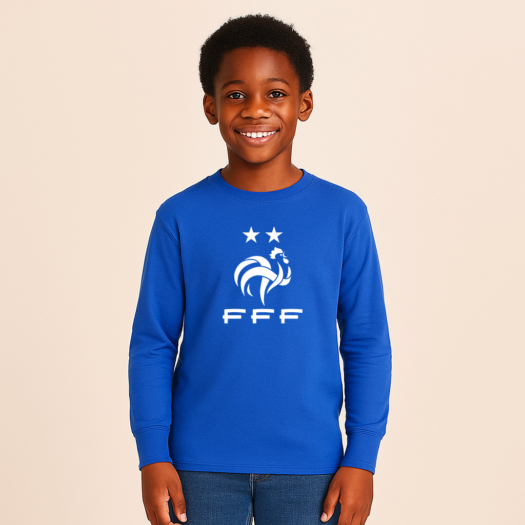 Youth Kids France Soccer Long Sleeve T-Shirt