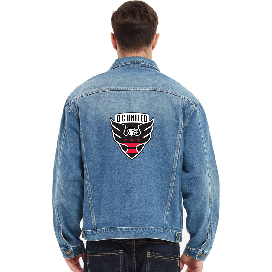 Men’s D.C. United FC- Vintage Distressed Denim Jacket – Stylish Casual Jean Outerwear