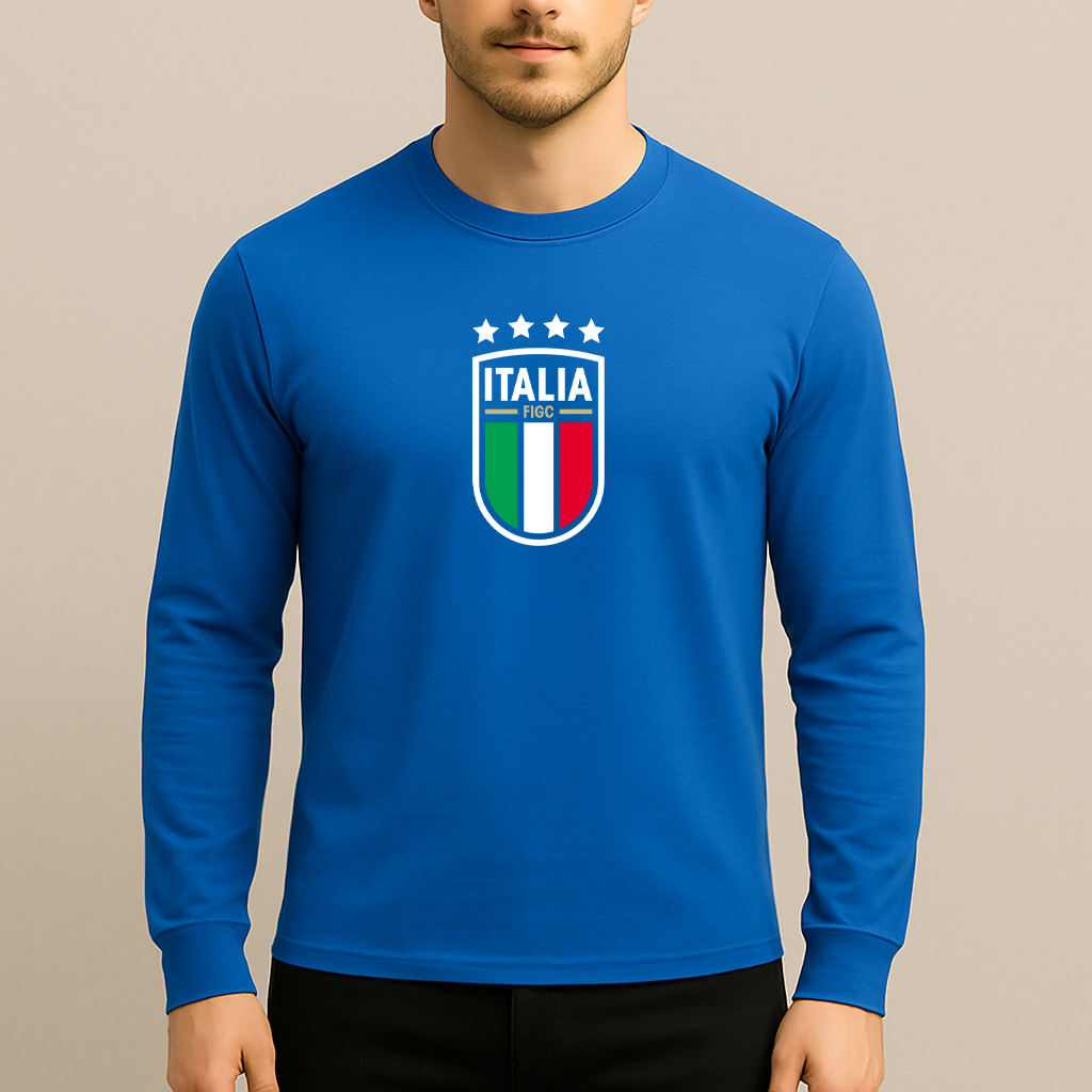 Men's Italy National Soccer Team Long Sleeve T-Shirt