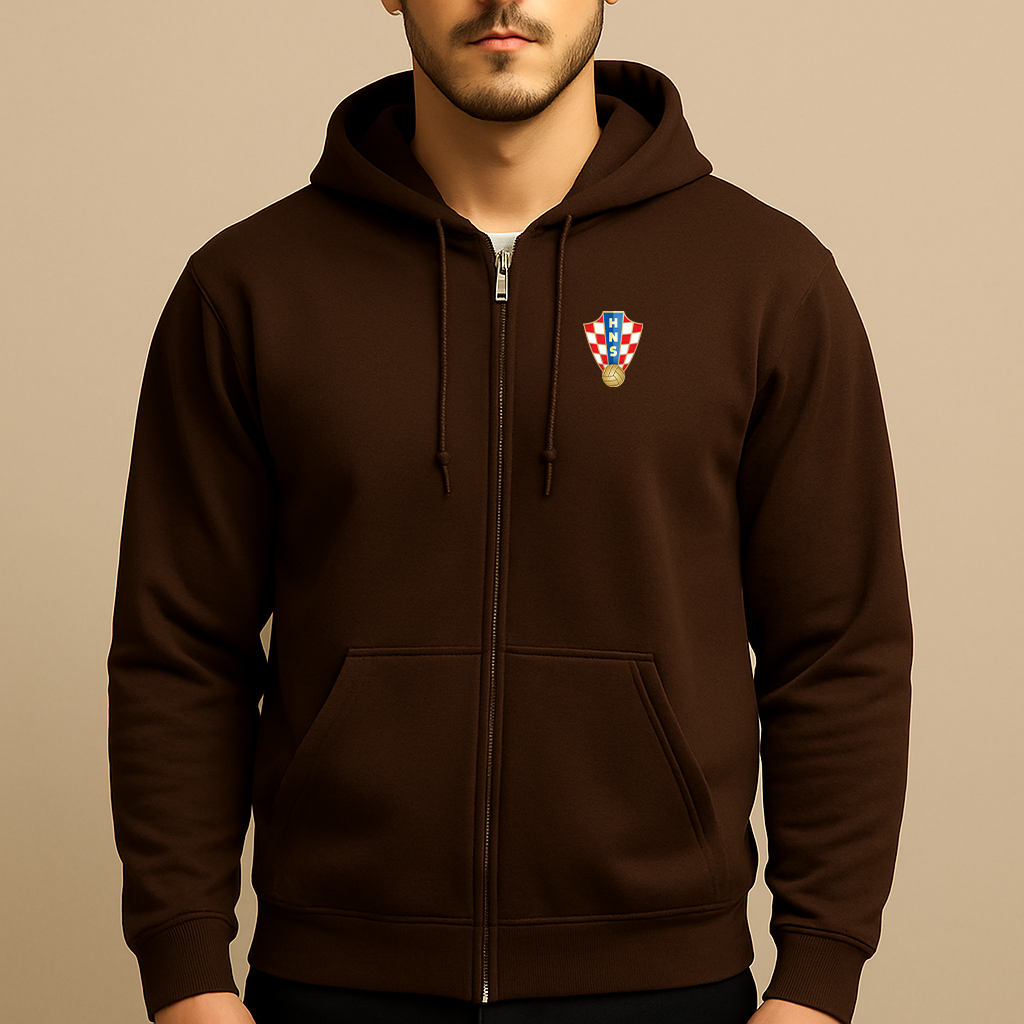 Men's Croatia National Soccer Team Zipper Hoodie