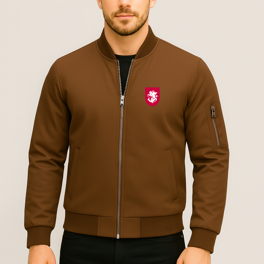 Men's Georgia National Soccer Team Lightweight Bomber Jacket Windbreaker Softshell Varsity Jacket Coat