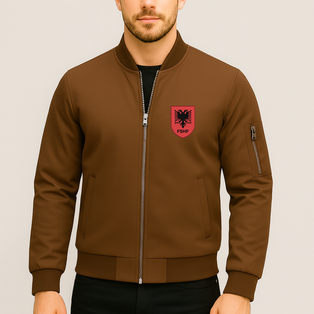 Men's Albania National Soccer Team Lightweight Bomber Jacket Windbreaker Softshell Varsity Jacket Coat