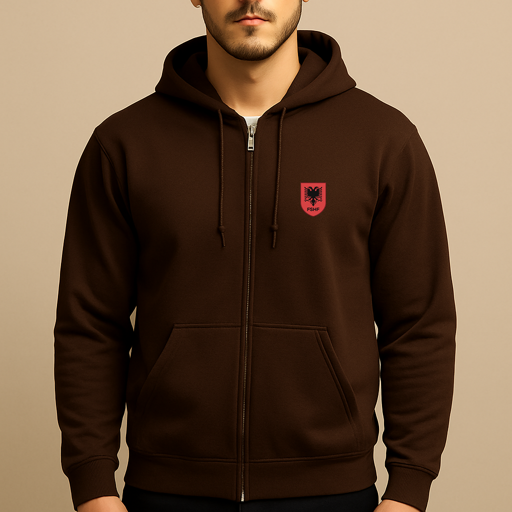 Men's Albania National Soccer Team Zipper Hoodie