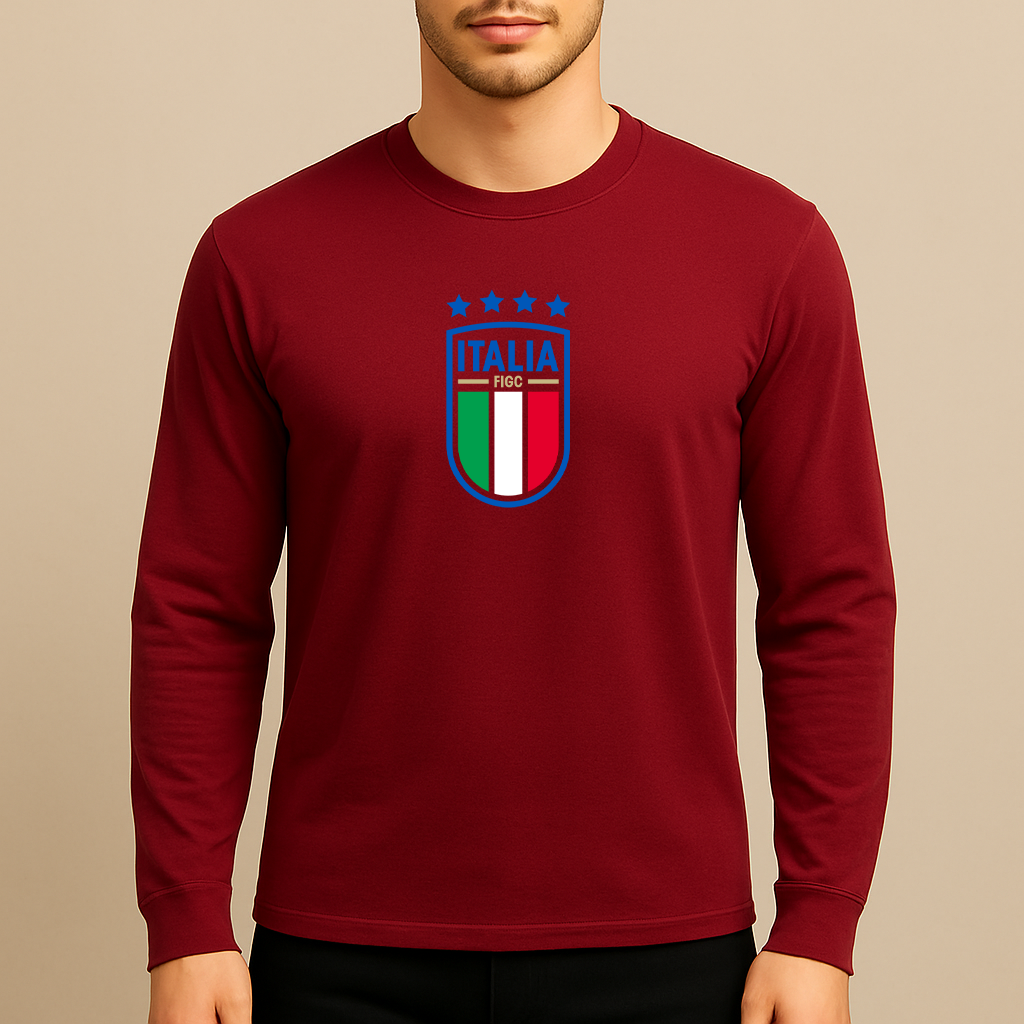 Men's Italy National Soccer Team Long Sleeve T-Shirt