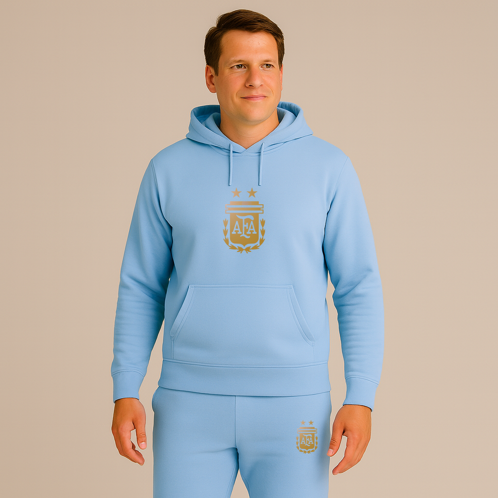 Men's Argentina Soccer Hoodie Joggers Set