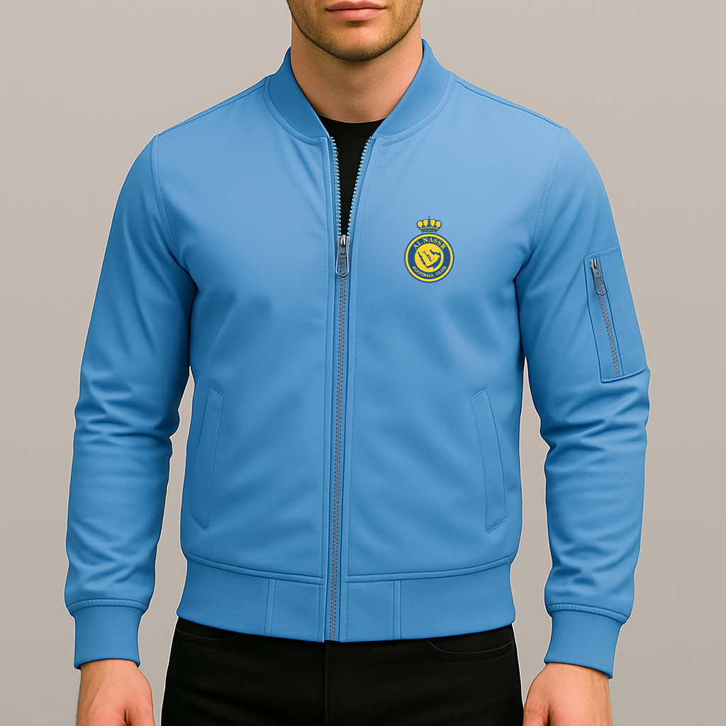 Men's Al Nassr FC Lightweight Bomber Jacket Windbreaker Softshell Varsity Jacket Coat