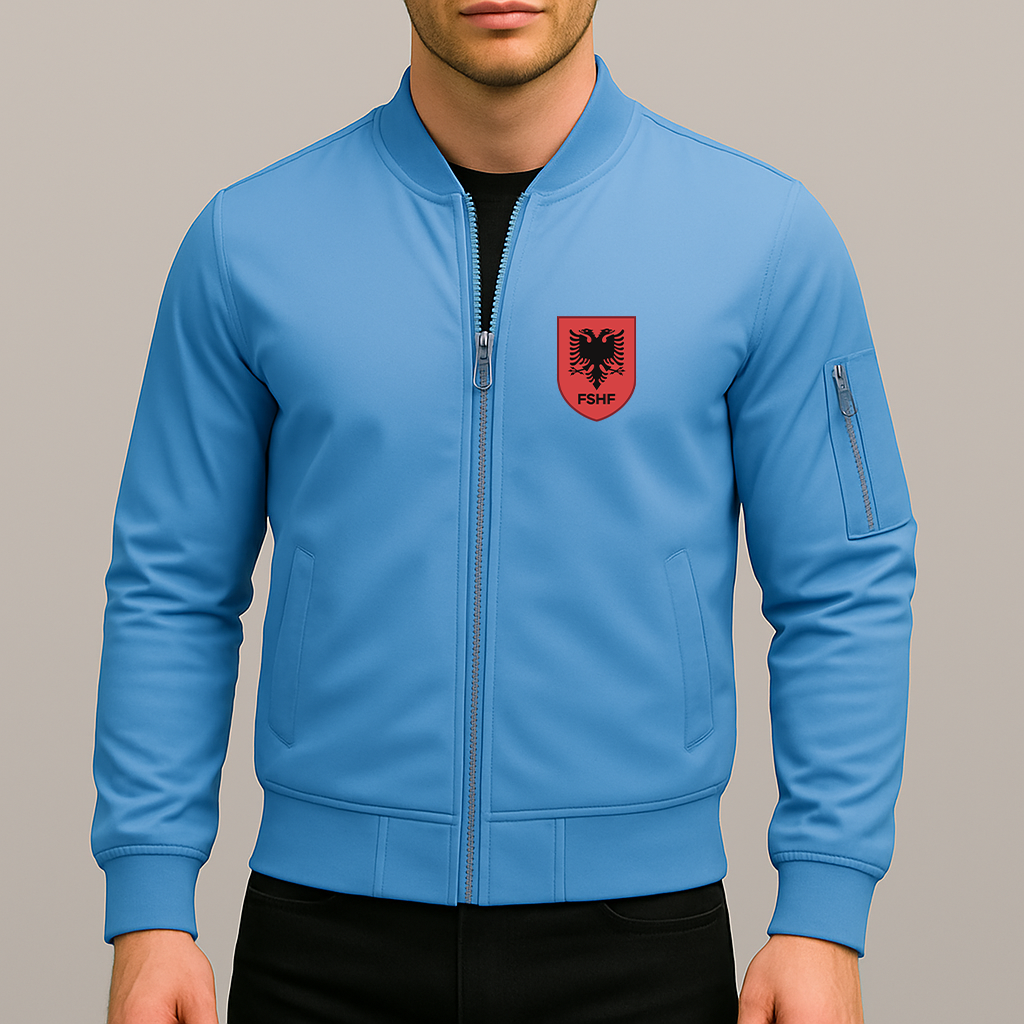 Men's Albania National Soccer Team Lightweight Bomber Jacket Windbreaker Softshell Varsity Jacket Coat