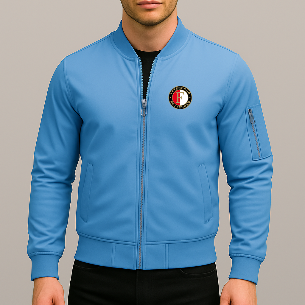 Men's Feyenoord FC Lightweight Bomber Jacket Windbreaker Softshell Varsity Jacket Coat