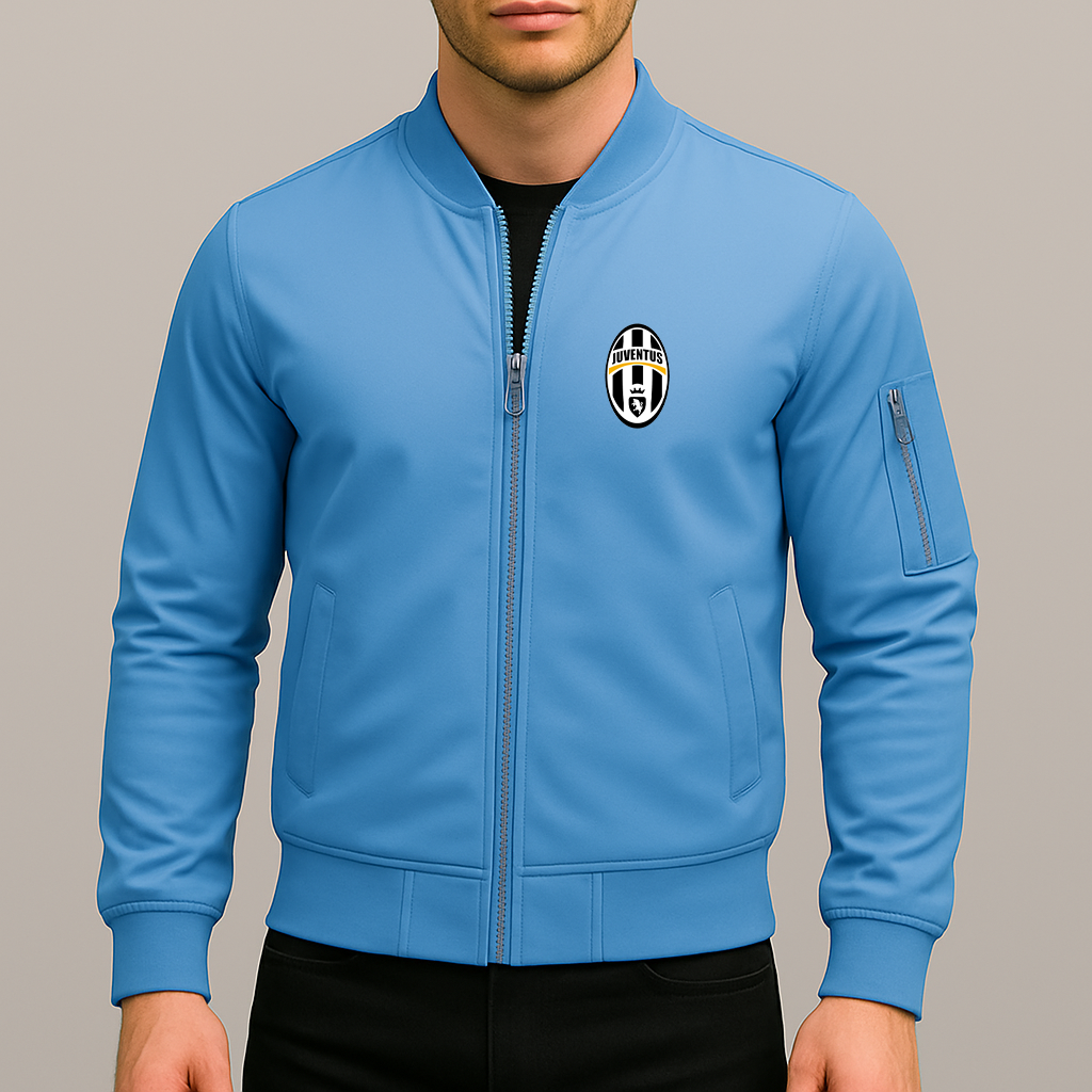 Men's Juventus Football Club Classic Lightweight Bomber Jacket Windbreaker Softshell Varsity Jacket Coat