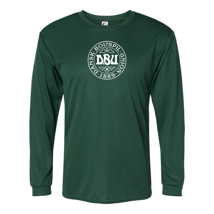 Men’s Denmark Soccer (Black) (White) - C2 Sport - Performance Long Sleeve T-Shirt - 5104