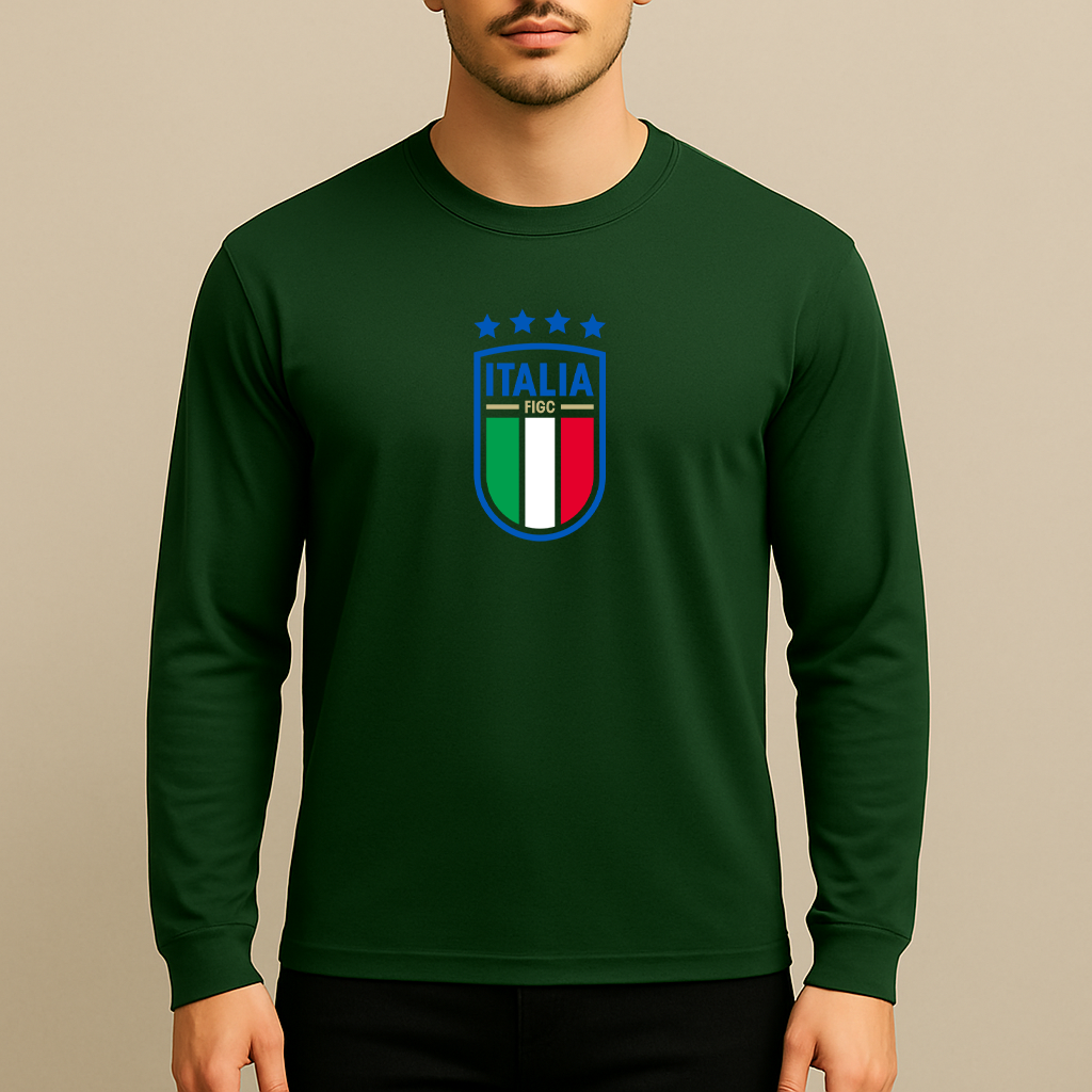 Men's Italy National Soccer Team Long Sleeve T-Shirt
