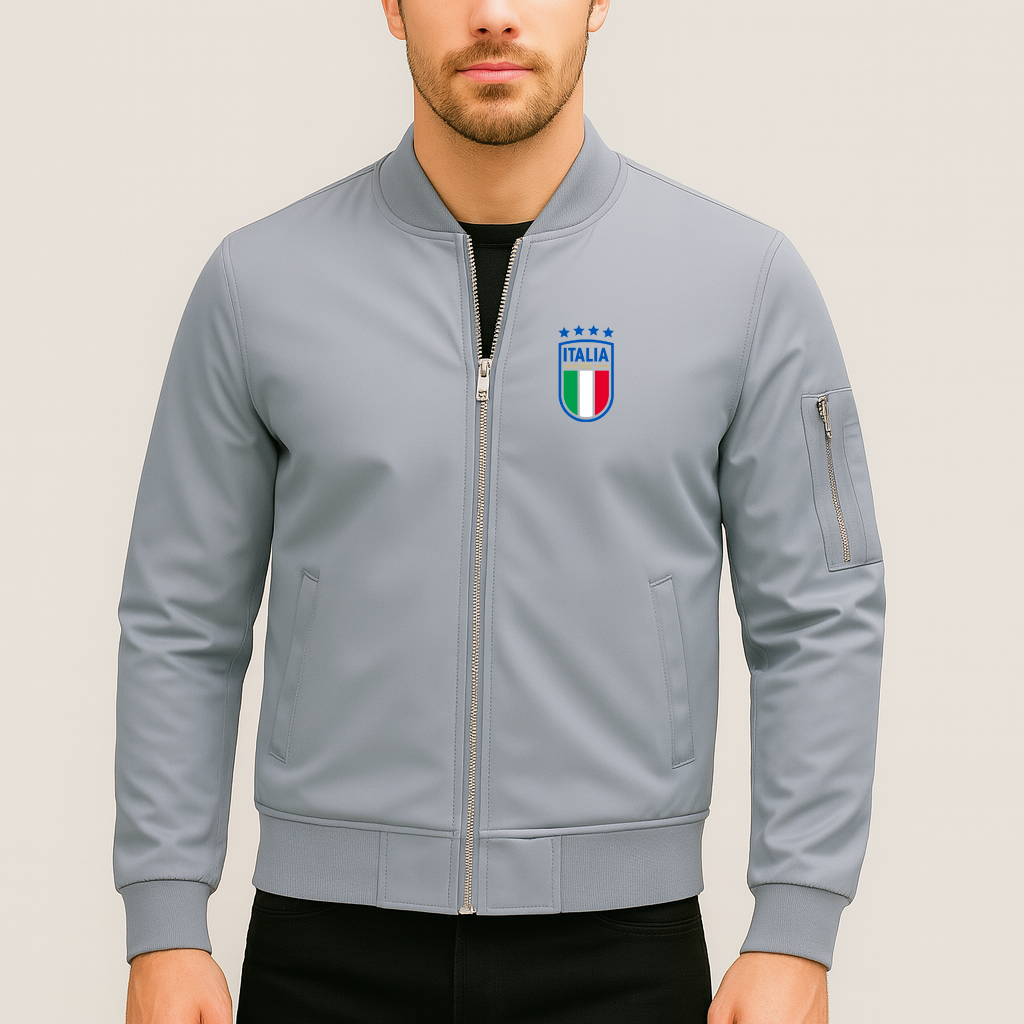 Men's Italy National Soccer Team Lightweight Bomber Jacket Windbreaker Softshell Varsity Jacket Coat