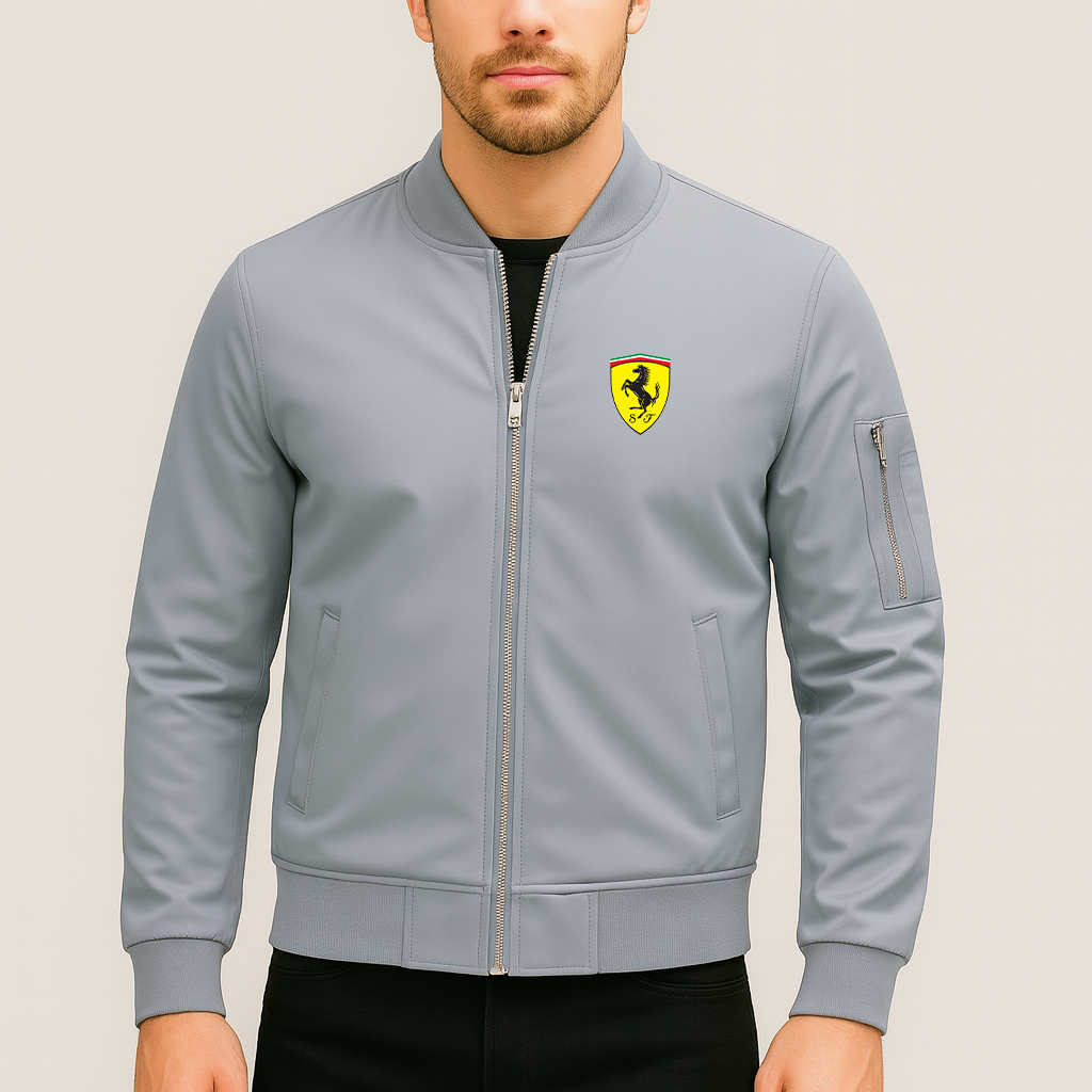 Men’s Ferrari Motorsport Car Lightweight Bomber Jacket Windbreaker Softshell Varsity Jacket Coat