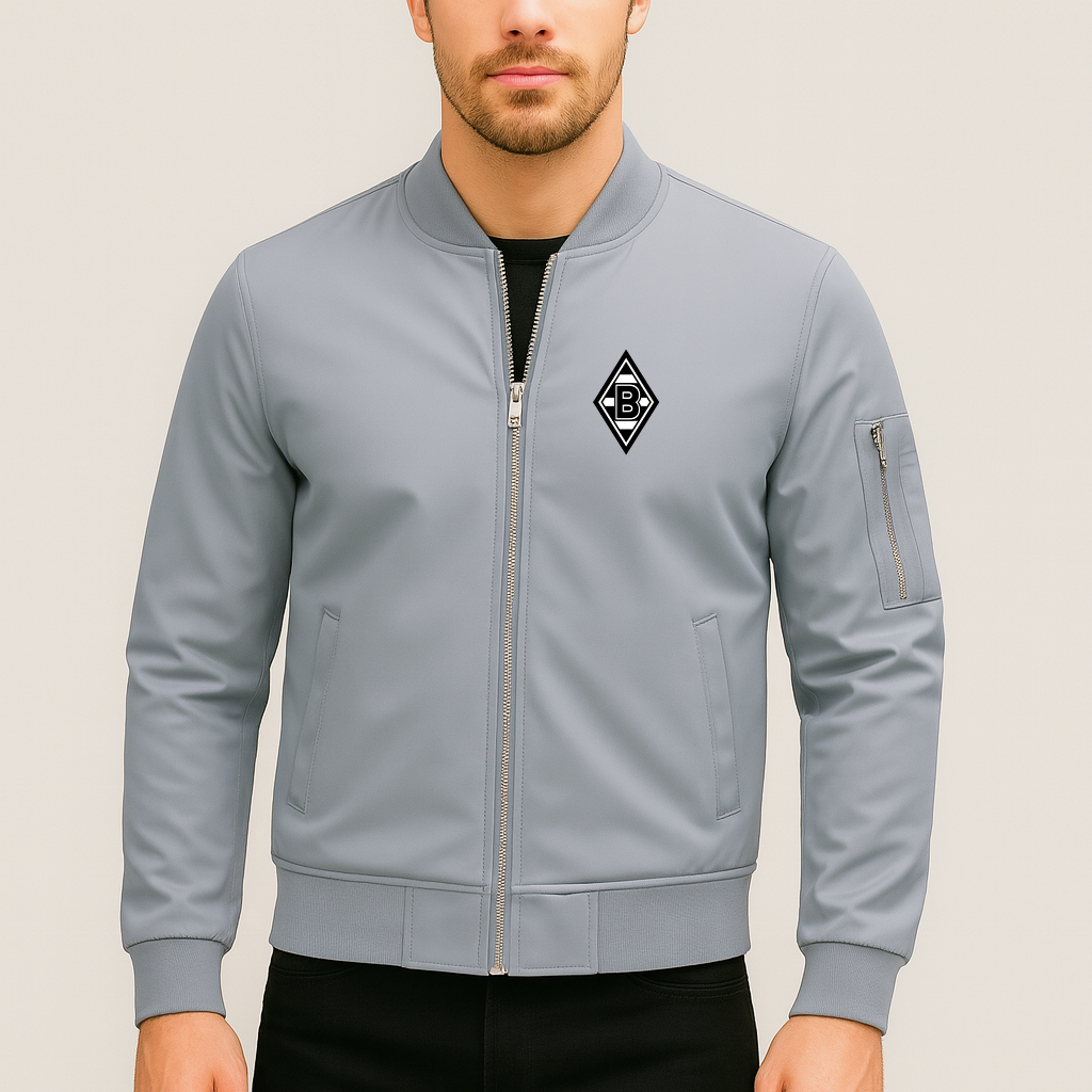 Men's Borussia Monchengladbach FC Lightweight Bomber Jacket Windbreaker Softshell Varsity Jacket Coat