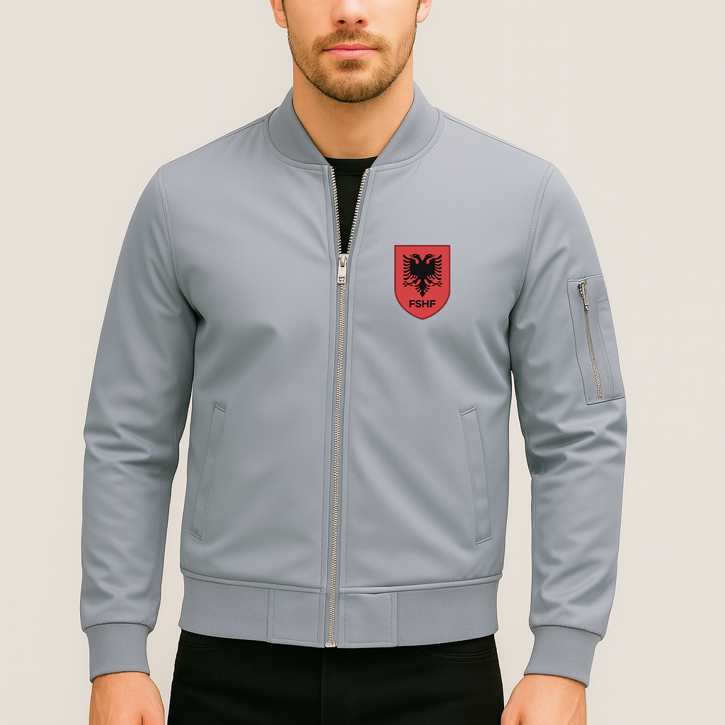 Men's Albania National Soccer Team Lightweight Bomber Jacket Windbreaker Softshell Varsity Jacket Coat