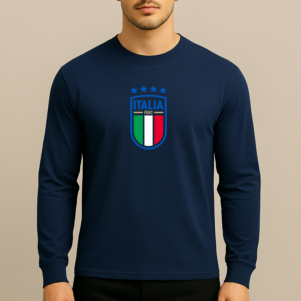 Men's Italy National Soccer Team Long Sleeve T-Shirt