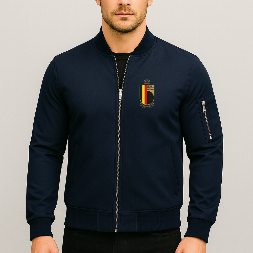 Men's Belgium National Soccer Team Lightweight Bomber Jacket Windbreaker Softshell Varsity Jacket Coat