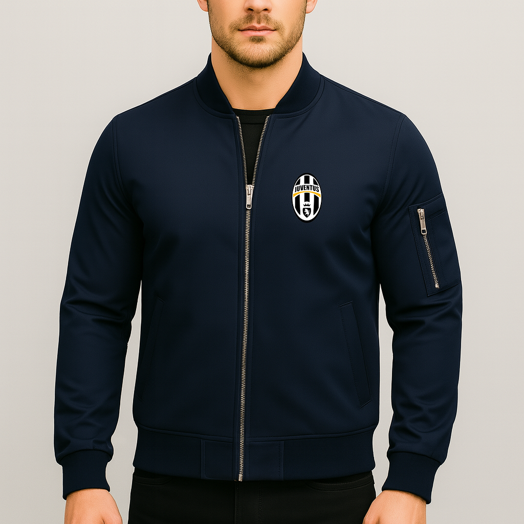 Men's Juventus Football Club Classic Lightweight Bomber Jacket Windbreaker Softshell Varsity Jacket Coat