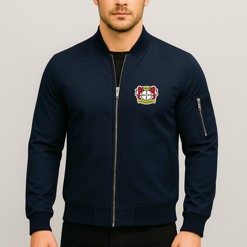Men's Bayer Leverkusen FC Lightweight Bomber Jacket Windbreaker Softshell Varsity Jacket Coat