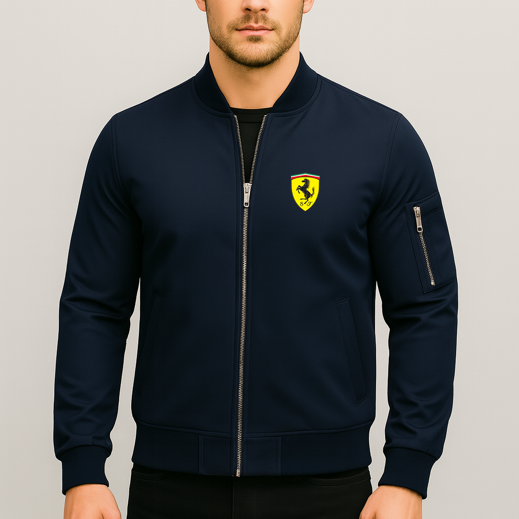 Men’s Ferrari Motorsport Car Lightweight Bomber Jacket Windbreaker Softshell Varsity Jacket Coat