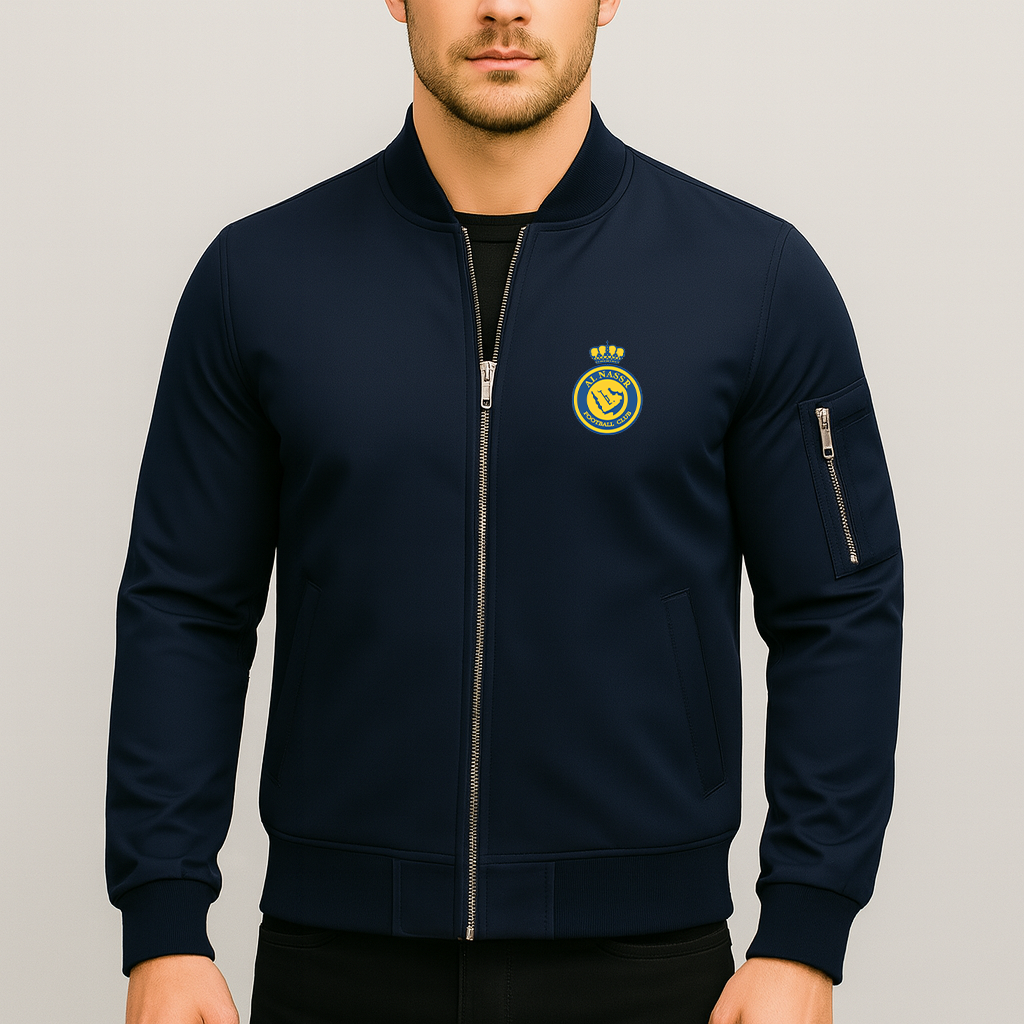 Men's Al Nassr FC Lightweight Bomber Jacket Windbreaker Softshell Varsity Jacket Coat
