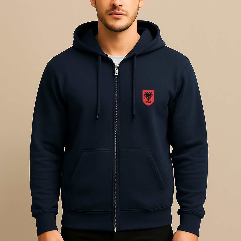 Men's Albania National Soccer Team Zipper Hoodie