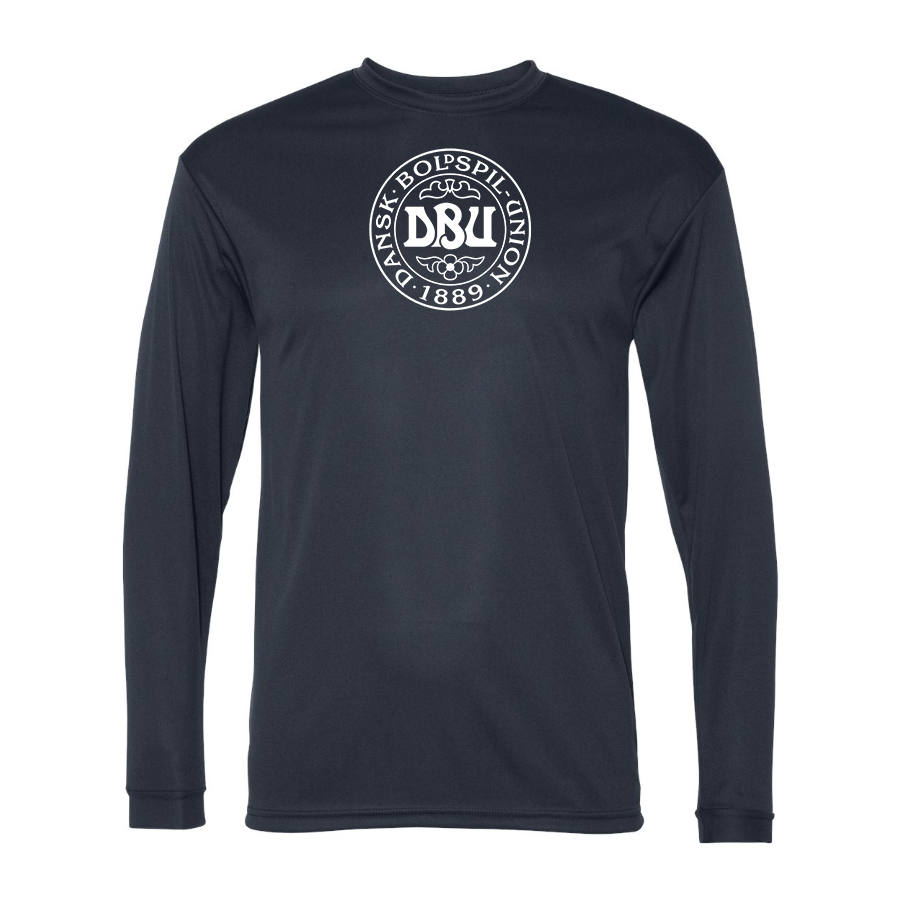 Men’s Denmark Soccer (Black) (White) - C2 Sport - Performance Long Sleeve T-Shirt - 5104