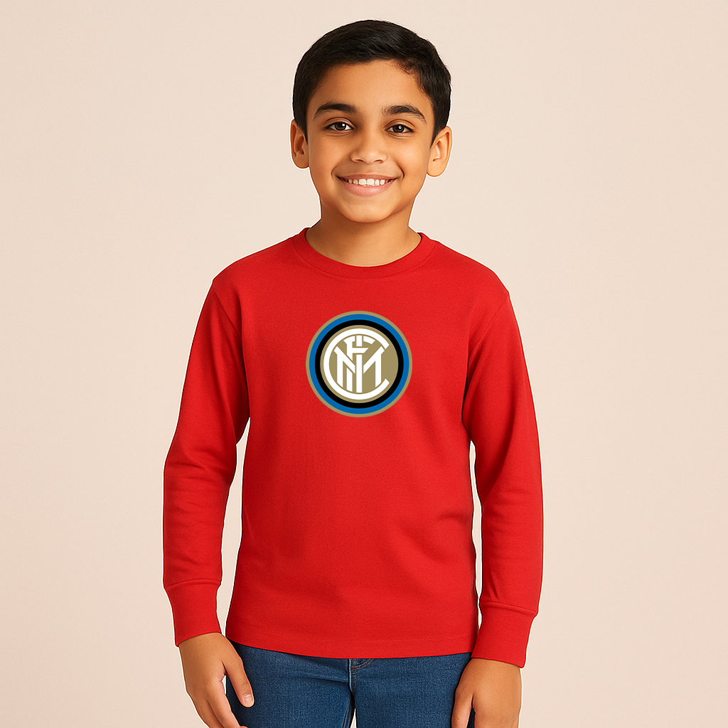 Youth Kids Inter Milan Soccer Long Sleeve T-Shirt