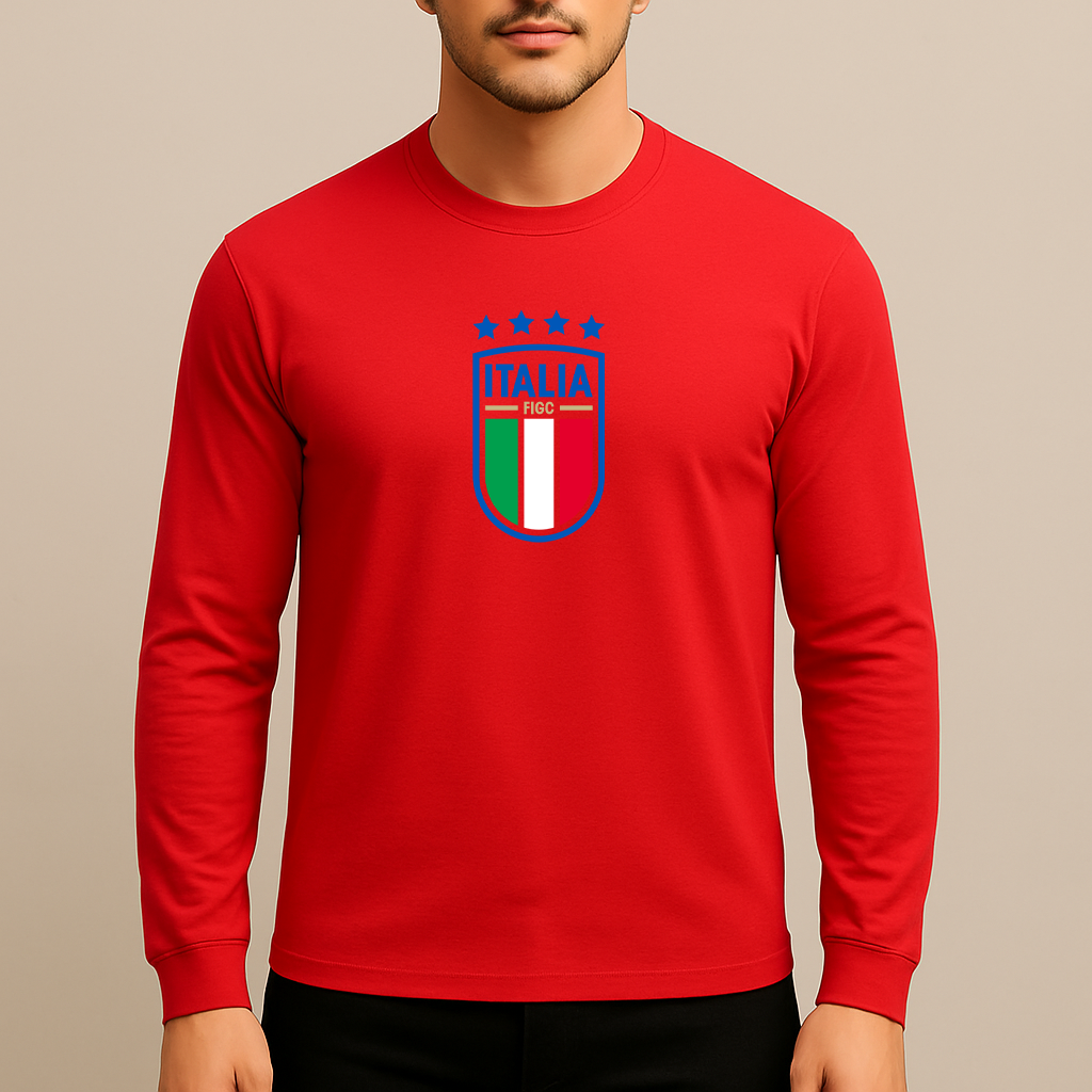 Men's Italy National Soccer Team Long Sleeve T-Shirt
