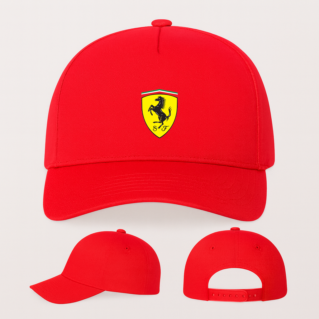 Ferrari Motorsport Car Five Panel Twill Snapback Cap