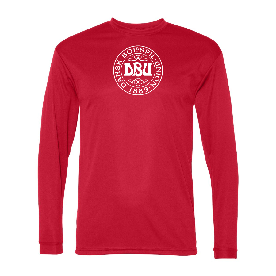 Men’s Denmark Soccer (Black) (White) - C2 Sport - Performance Long Sleeve T-Shirt - 5104