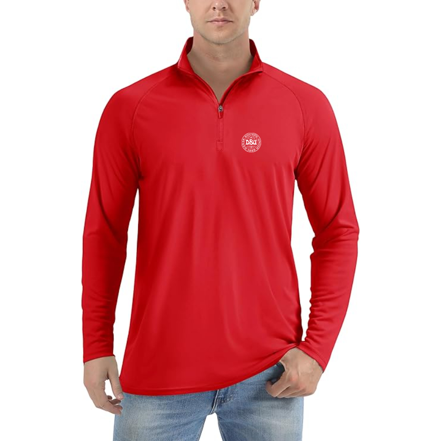 Men’s Denmark Soccer (Black) (White) - Lightweight Quarter-Zip Athletic Shirt – Long Sleeve Performance Wear