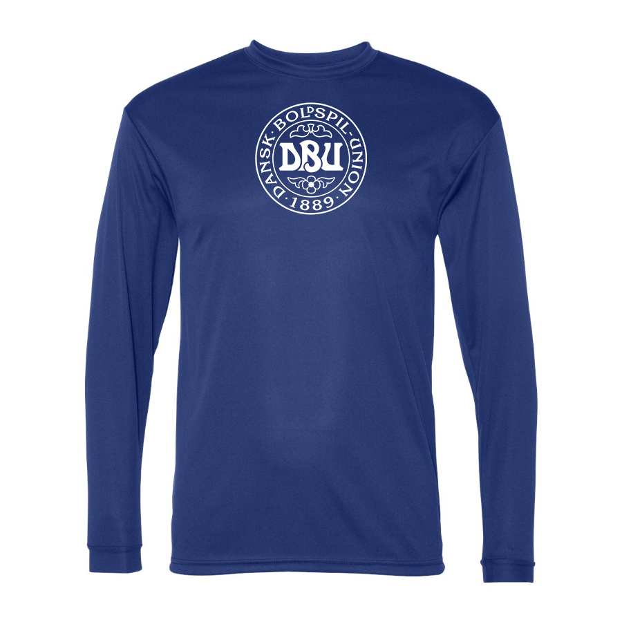 Men’s Denmark Soccer (Black) (White) - C2 Sport - Performance Long Sleeve T-Shirt - 5104