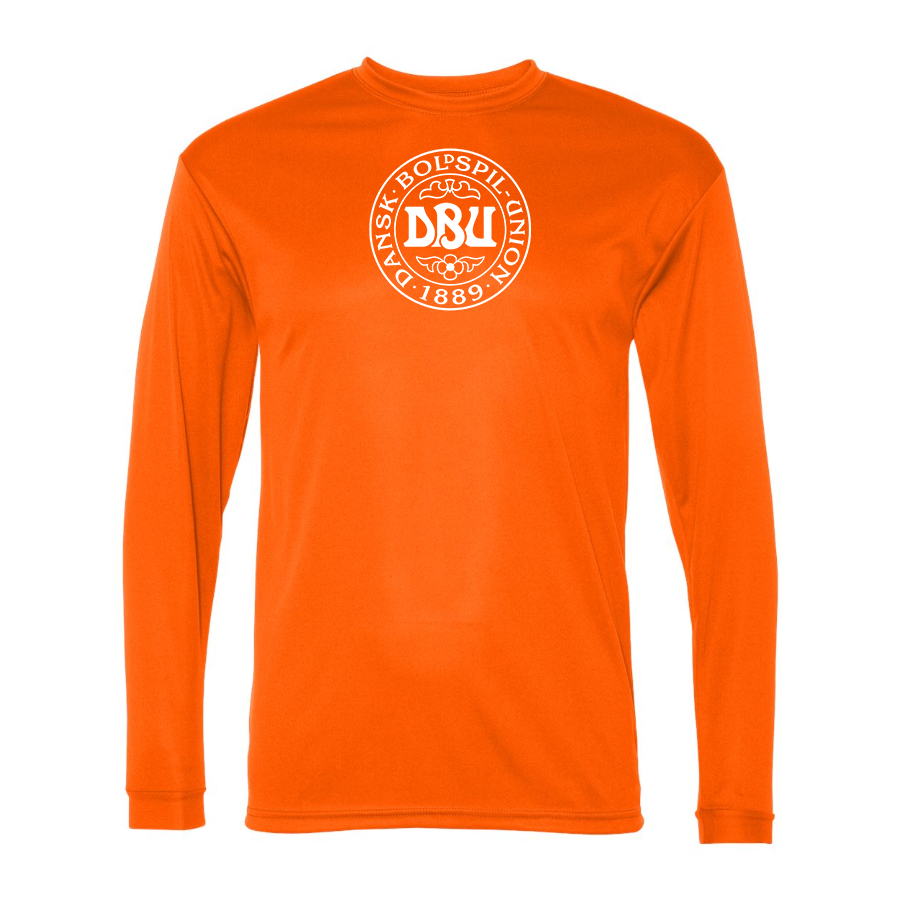Men’s Denmark Soccer (Black) (White) - C2 Sport - Performance Long Sleeve T-Shirt - 5104