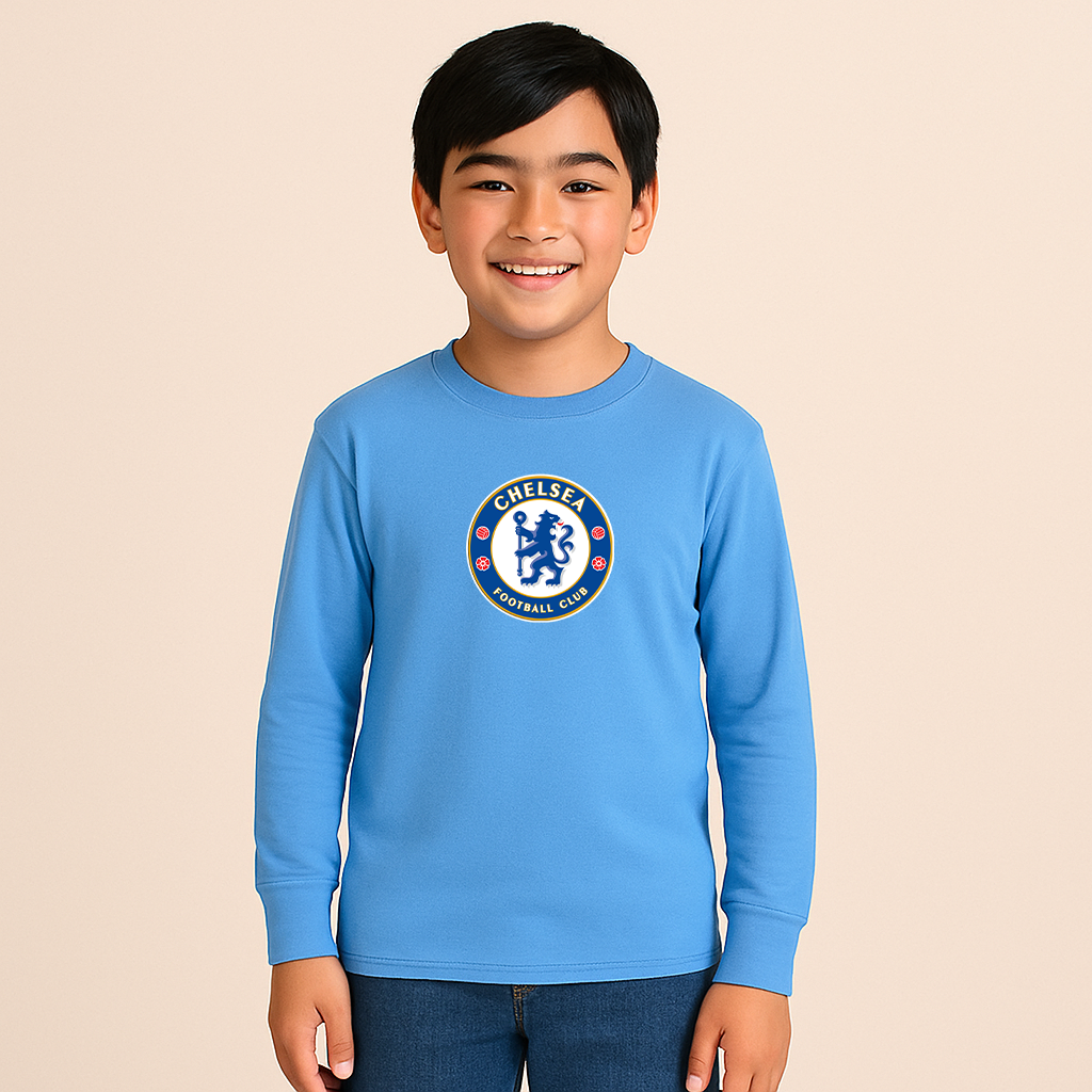 Youth Kids Chelsea Soccer Long Sleeve T-Shirt