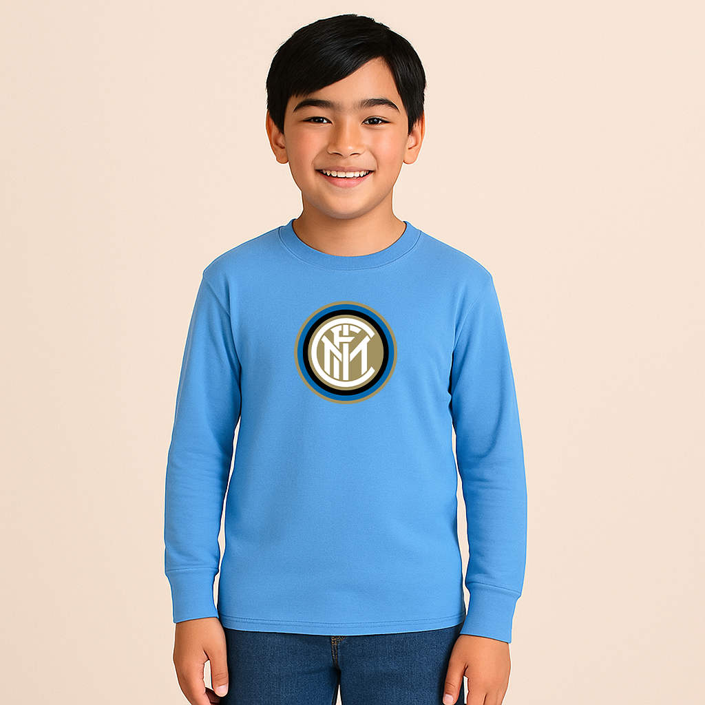 Youth Kids Inter Milan Soccer Long Sleeve T-Shirt